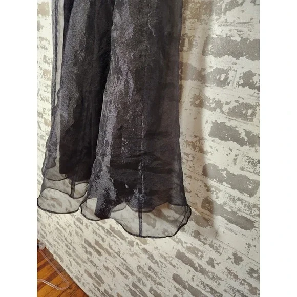 Vintage Y2K 90s Tafetta Maxi Skirt Size 12 Black Tulle Lined Whimsigoth Prom - Picture 10 of 16